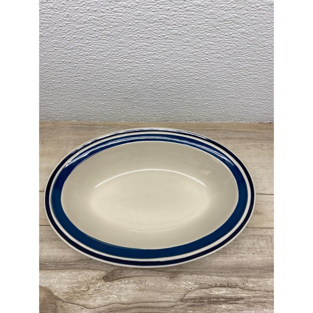 Vtg Estate Hand Painted Stoneware Oval Platter Made In Japan